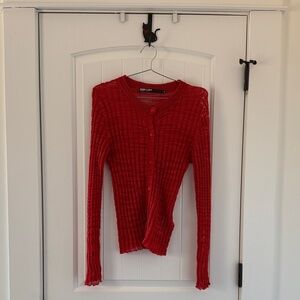 Red Women's Cardigan Sweater